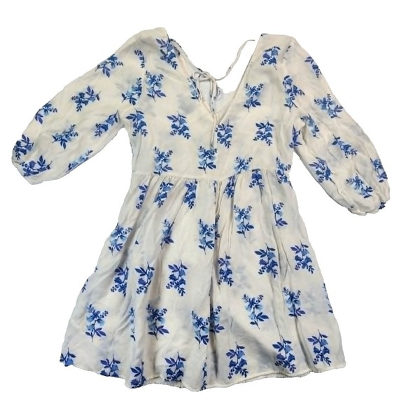 H&M Dresses & Skirts - H&M Floral Mini Dress Women White Blue Cottagecore Boho Coastal Summer Small